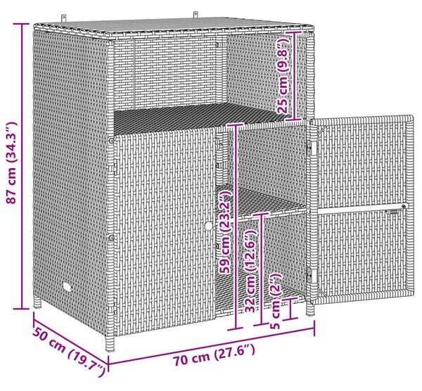 Cabinet ajtóval Bézs 70 x 50 x 87 cm Poliészter és Roly Rattan
