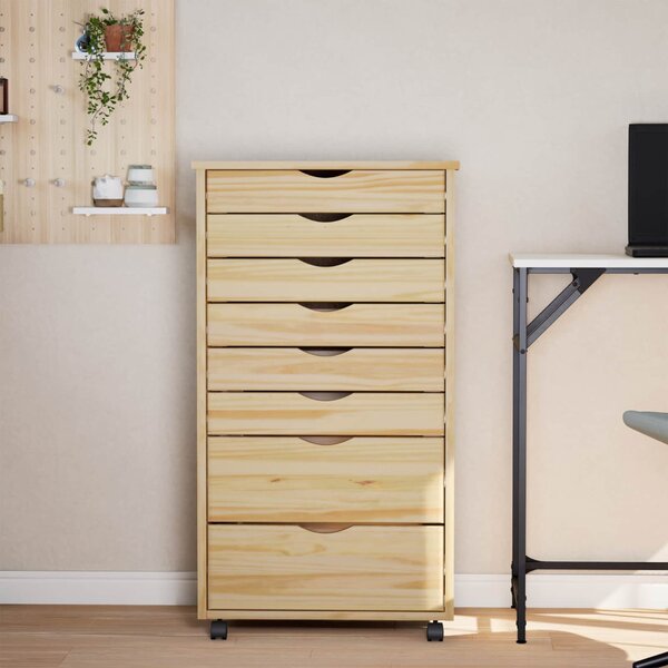 Görgős szekrény fiókokkal MOSS Tiszta lakk 53 x 39 x 103 cm