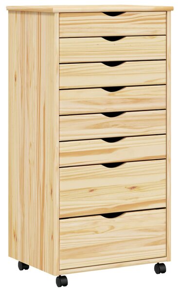 Görgős szekrény fiókokkal MOSS Tiszta lakk 53 x 39 x 103 cm
