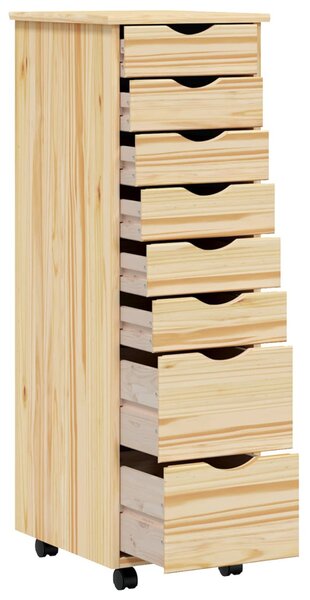 Görgős szekrény fiókokkal MOSS Tiszta lakk 34 x 39 x 103 cm