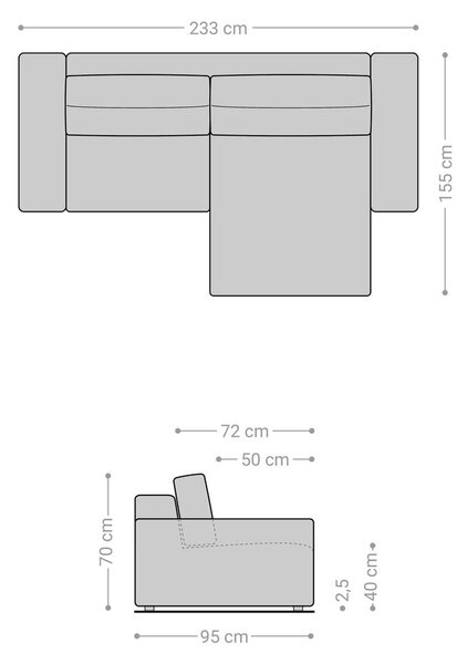 DELIFE Sarokkanapé Lanzo 230x155 cm bőr imitáció vintage antracit változtatható rekamié