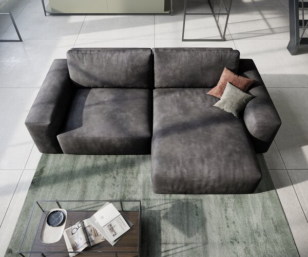 DELIFE Sarokkanapé Lanzo 230x155 cm bőr imitáció vintage antracit változtatható rekamié