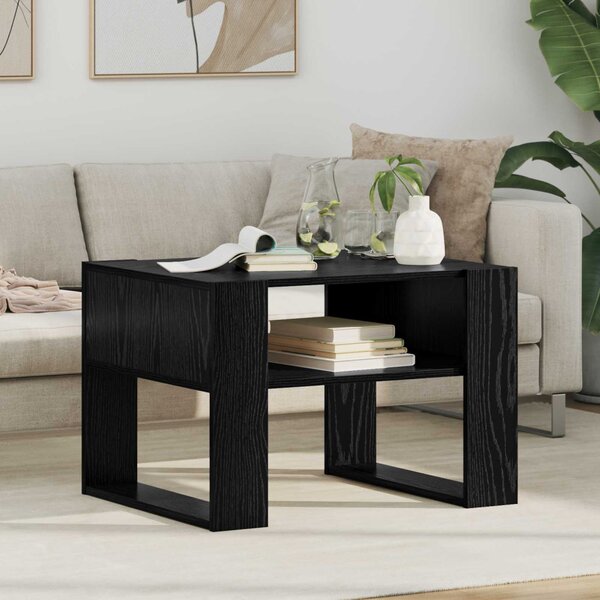 VidaXL Dohányzóasztal tárolóval Fekete tölgy 66 x 53 x 45 cm Faanyag