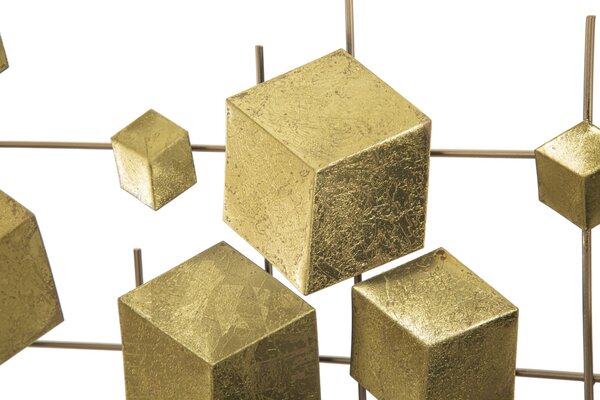 Aranyszínű Fém Kocka alakú Geometrikus Fali Dekoráció