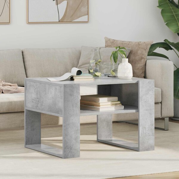Dohányzóasztal tárolóval Beton Szürke 66 x 53 x 45 cm Faanyag