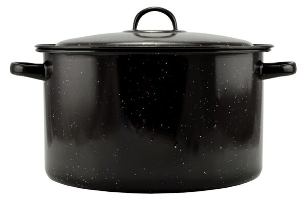 Zománcozott lábas fedővel fekete-fehér pöttyös mintával 30x18 cm (10,5 L-es)