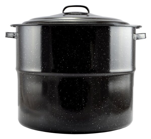 Zománcozott lábas fedővel fekete-fehér pöttyös mintával 45x35 cm-es (31,5 L-es)