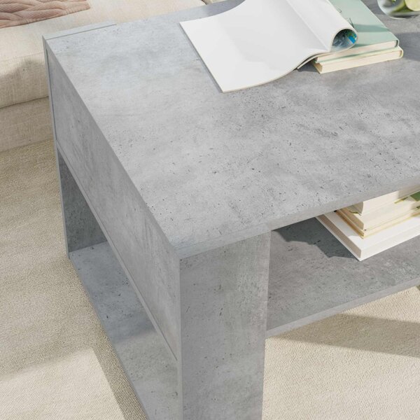 Dohányzóasztal tárolóval Beton Szürke 66 x 53 x 45 cm Faanyag