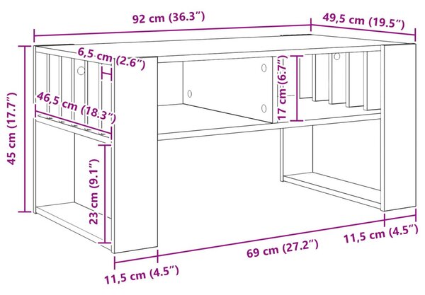 Dohányzóasztal Fehér 92 x 49,5 x 45 cm Faanyag