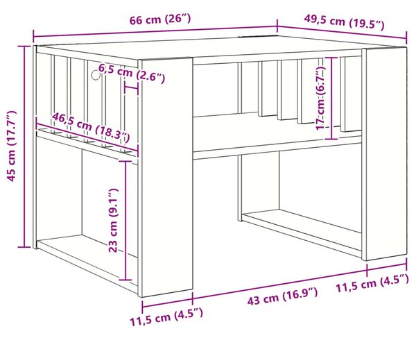Dohányzóasztal Fehér 66 x 49,5 x 45 cm Faanyag