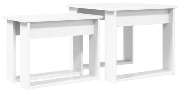 Kávasztal Szett 2 pcs Fehér Faanyag
