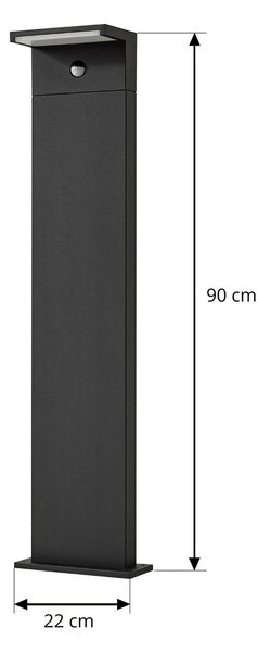 Arcchio Iberion LED ösvény világítás, 90 cm, antracit, érzékelővel, Fekete, Alumínium, Modern