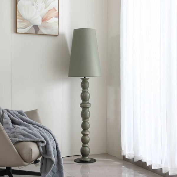 Lucande Lyndorin álló világítás, zöld, kerámia, 150 cm, Zöld, Nappali / Étkező, Kerámia, Dizájn