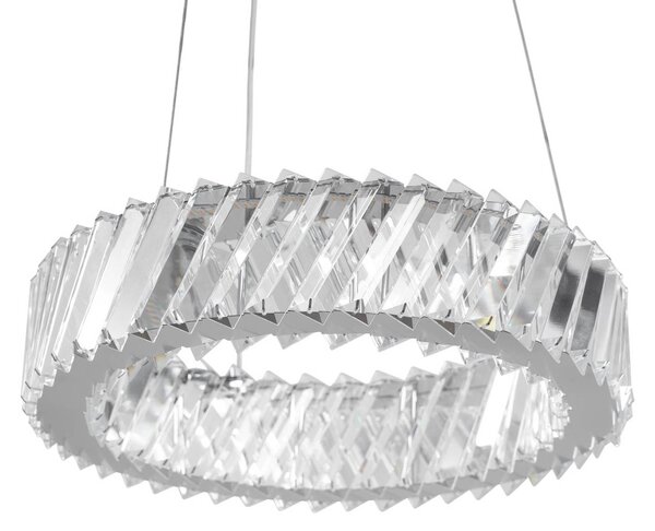 Lucande Glacis LED lógó világítás, kristály, Ø 40 cm, króm, Tiszta / átlátszó, Nappali / Étkező, Üveg, Dizájn