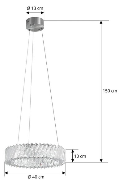 Lucande Glacis LED lógó világítás, kristály, Ø 40 cm, króm, Tiszta / átlátszó, Nappali / Étkező, Üveg, Dizájn