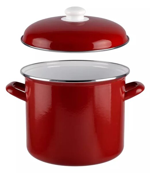 PERFECT HOME Fazék fedővel zománcozott 20 cm 5,2 L piros