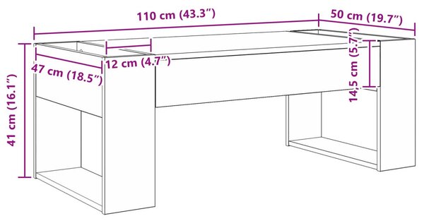 Dohányzóasztal Füstölt tölgy 110 x 50 x 41 cm Faanyag