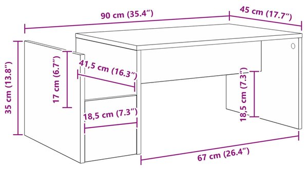 Dohányzóasztal Fehér 90 x 45 x 35 cm Faanyag