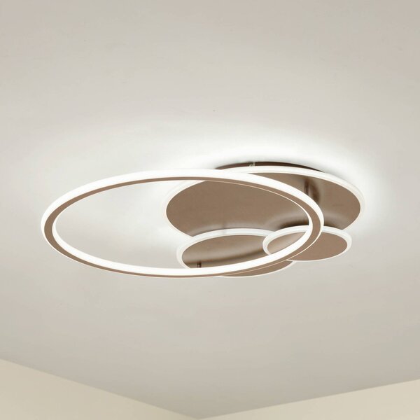 Lucande LED mennyezeti világítás Circulo, kávébarna, CCT, dimmelhető, dimmelhető, Barna / rozsda, Nappali / Étkező, fém, Modern