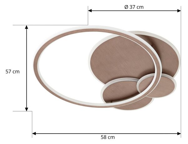 Lucande LED mennyezeti világítás Circulo, kávébarna, CCT, dimmelhető, dimmelhető, Barna / rozsda, Nappali / Étkező, fém, Modern