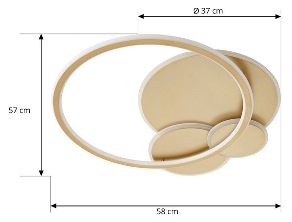 Lucande LED mennyezeti világítás Circulo, arany, 60 cm CCT, dimmelhető, dimmelhető, Sárgaréz / arany, Nappali / Étkező, fém, Modern