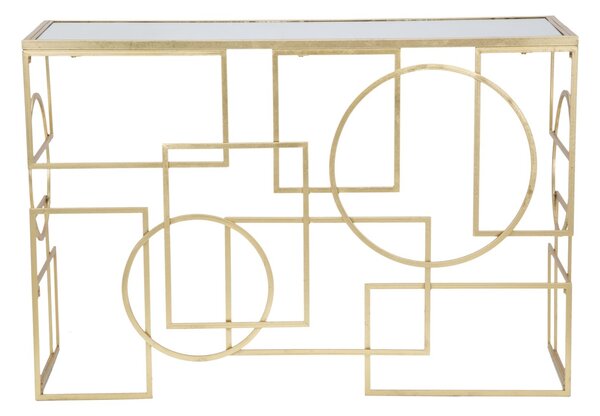 Aranyszínű Fém és Üveg Geometrikus Konzolasztal