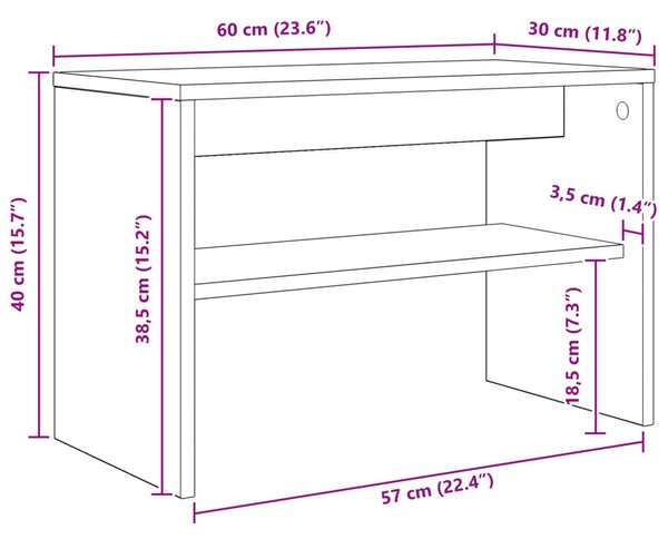 TV szekrény Beton Szürke 60 x 30 x 40 cm Faanyag