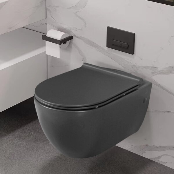 CeraStyle CITY fali WC - MATT FEKETE - rimless - perem nélküli - 53 cm