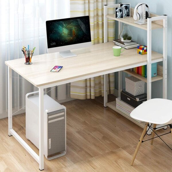 Íróasztal, számítógépasztal, billentyűzet tartóval - Bézs