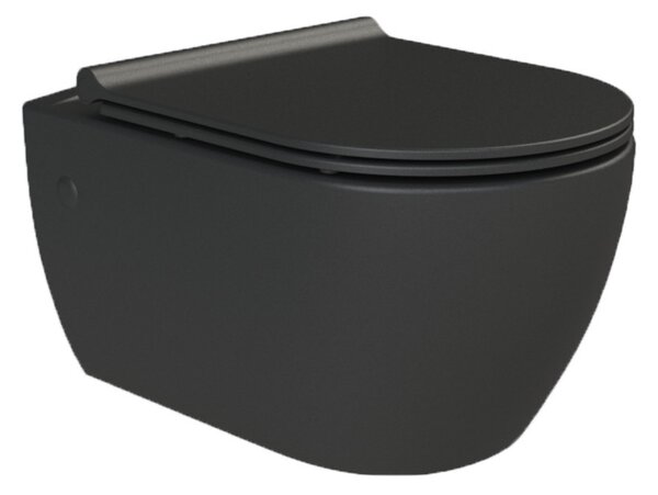 CeraStyle CITY fali WC - MATT FEKETE - rimless - perem nélküli - 53 cm