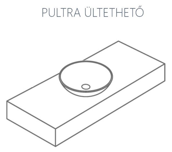 CeraStyle OLIVE - PULTRA ültethető - Top Counter - porcelán mosdó - MATT SZÜRKE - 60 x 35 cm