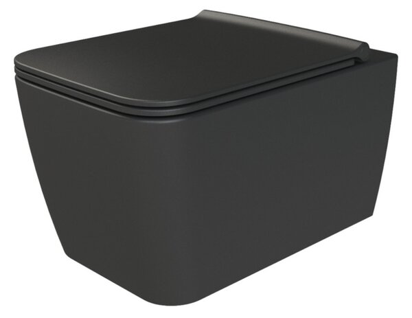 CeraStyle HERA fali WC - MATT FEKETE - rimless - perem nélküli - rejtett rögzítésű - 52 cm