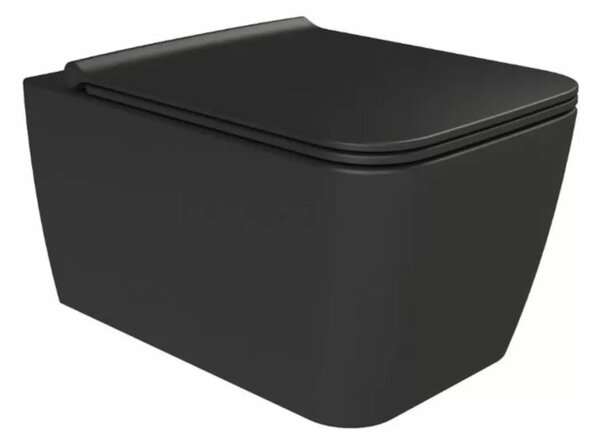 CeraStyle HERA fali WC - MATT FEKETE - rimless - perem nélküli - rejtett rögzítésű - 52 cm