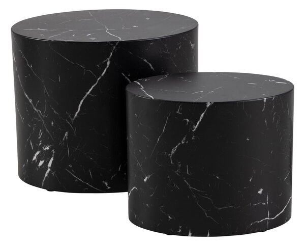 Fekete dohányzóasztalok 2 darabos szettben márványból 48x33 cm Mice - Actona