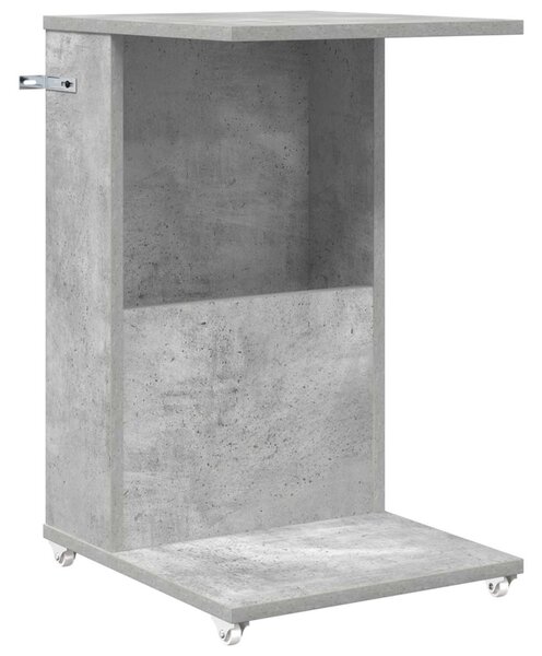 Oldal asztal kerékkel Beton Szürke 40 x 35 x 60 cm Faanyag