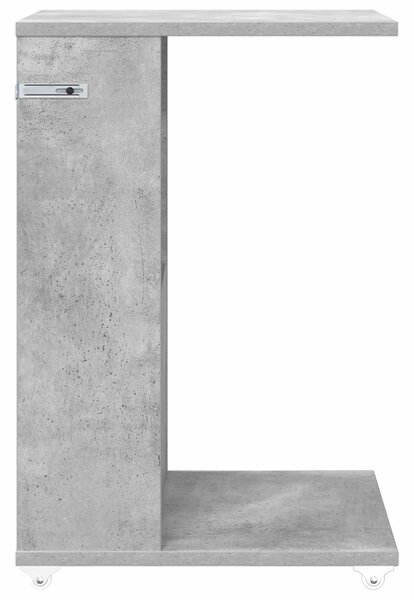 Oldal asztal kerékkel Beton Szürke 40 x 35 x 60 cm Faanyag