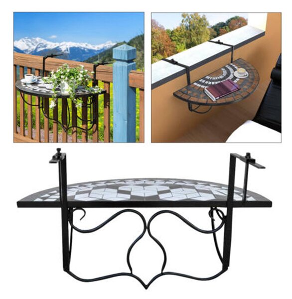 Lehajtható balkon asztal - fekete