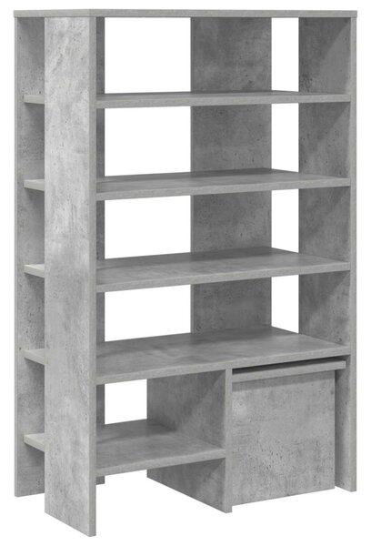 Cipőszekrény polcokkal tárolóval 2 pcs Beton Szürke Faanyag