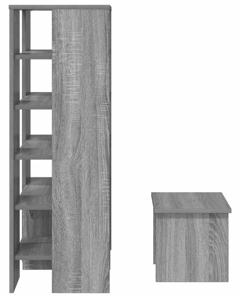 Cipőszekrény polcokkal tárolóval 2 pcs Szürke Sonoma Faanyag