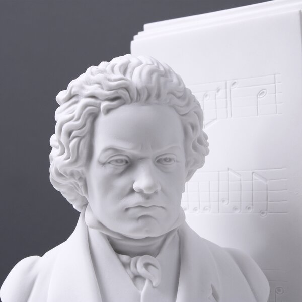 Beethoven és Mozart mellszobor könyvtámasz párban márványszobor