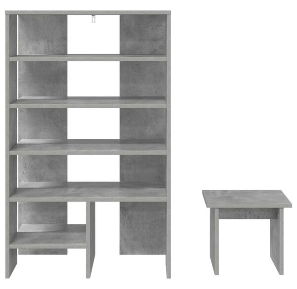 Cipőszekrény polcokkal tárolóval 2 pcs Beton Szürke Faanyag