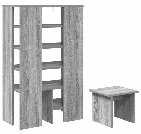 Cipőszekrény polcokkal tárolóval 2 pcs Szürke Sonoma Faanyag