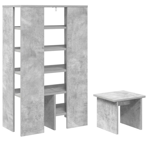 Cipőszekrény polcokkal tárolóval 2 pcs Beton Szürke Faanyag