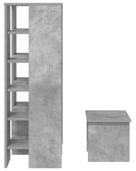 Cipőszekrény polcokkal tárolóval 2 pcs Beton Szürke Faanyag