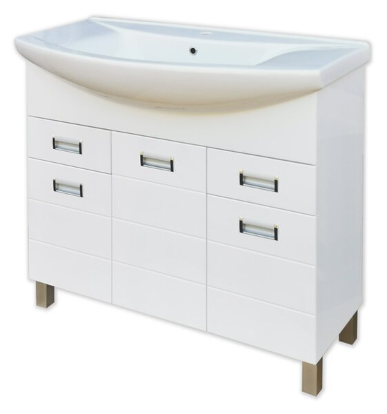 Viva SZQUARE 85 lábon álló fürdőszobabútor Sanovit ZENON 6085 porcelán mosdóval 86 x 50 cm