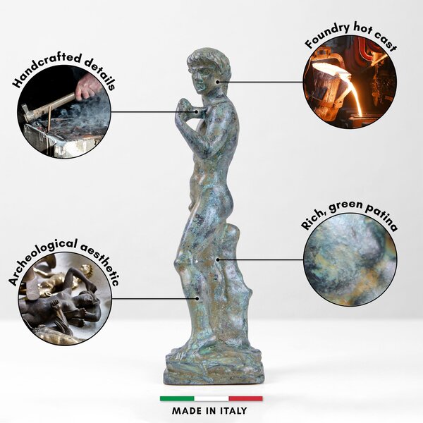 Michelangelo Dávid szobor (Bronz) kis szobor figura zöld