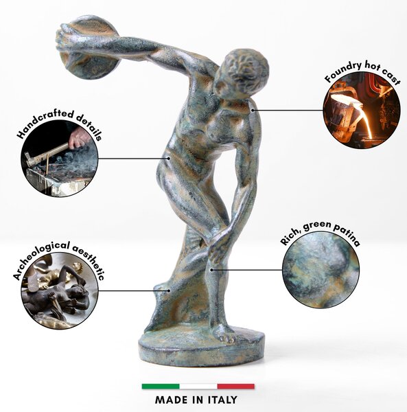 Diszkobolosz szobor (Bronz) kis szobor figura zöld