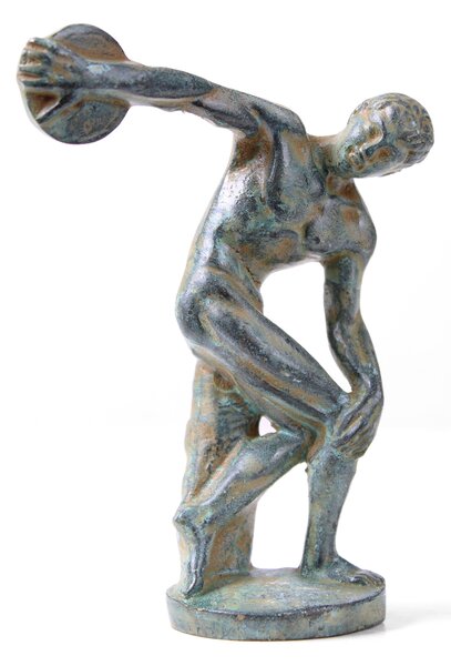 Diszkobolosz szobor (Bronz) kis szobor figura zöld