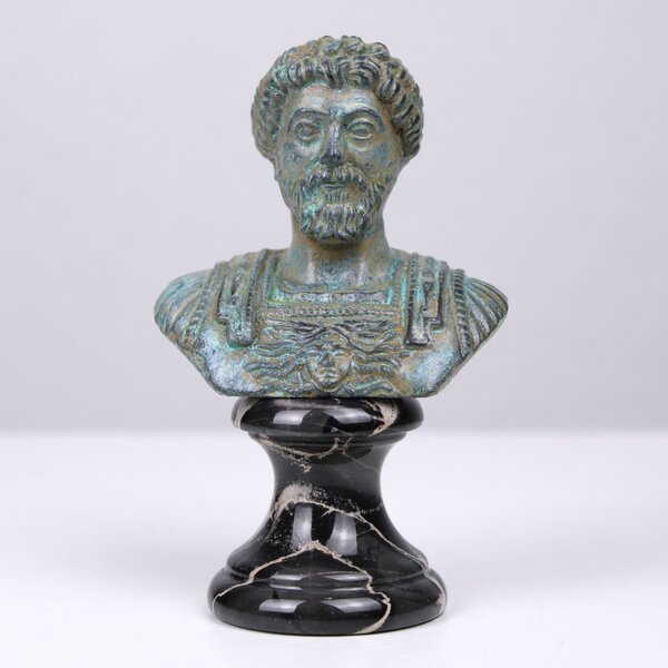 Marcus Aurelius mellszobor (Zöld bronz) kis szobor figura