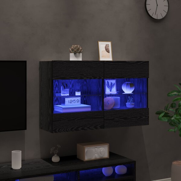 TV Fali Szekrény 98,5 x 30 x 60,5 cm Fekete tölgy Szerelt Fa